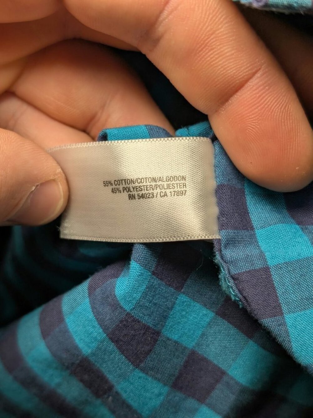 Old Navy Womens Teal Navy Gingham Plaid Button Up Shirt L